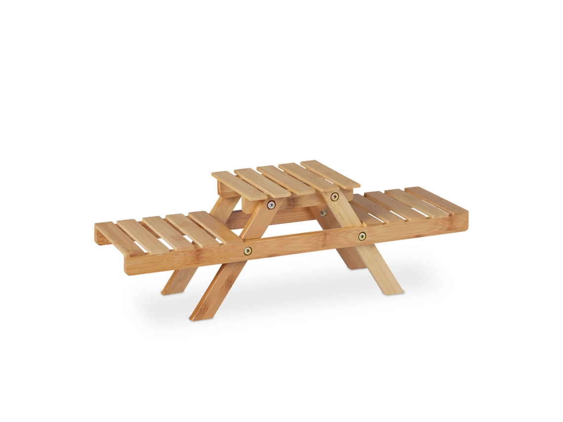 Relaxdays Escalera Plantas, Estantería Macetas, 3 Baldas, Para Ventana, Bambú, Soporte Flores, 17x51,5x15 Cm, Natural