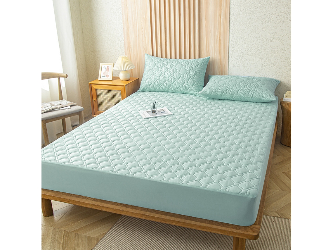 Protector De Colchón Impermeable Czhhmart (sábana Bajera Ajustable) 200 Cm X 220 Cm (con Dos Fundas De Almohada) Verde Claro