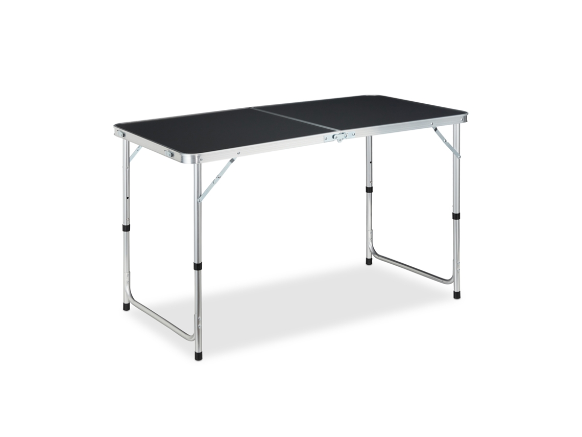 Relaxdays Mesa Plegable Camping, Para 6 Personas, Aluminio Y Mdf, Ligera, Altura Regulable, 120 X 60 Cm, Plateado Y Gris