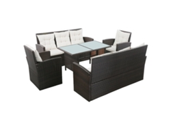 Conjunto de jardín de 5 piezas con cojines de mimbre marrón DKD Home Decor