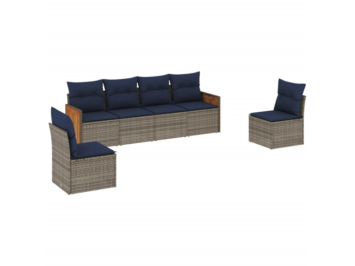 Maison Exclusive - Conjunto De Sofá De Jardín De 6 Piezas Con Cojines, Poliratán Gris