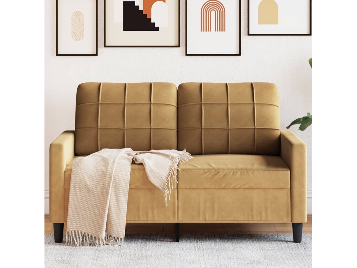 Sofá De 2 Plazas Terciopelo Marrón 120 Cm