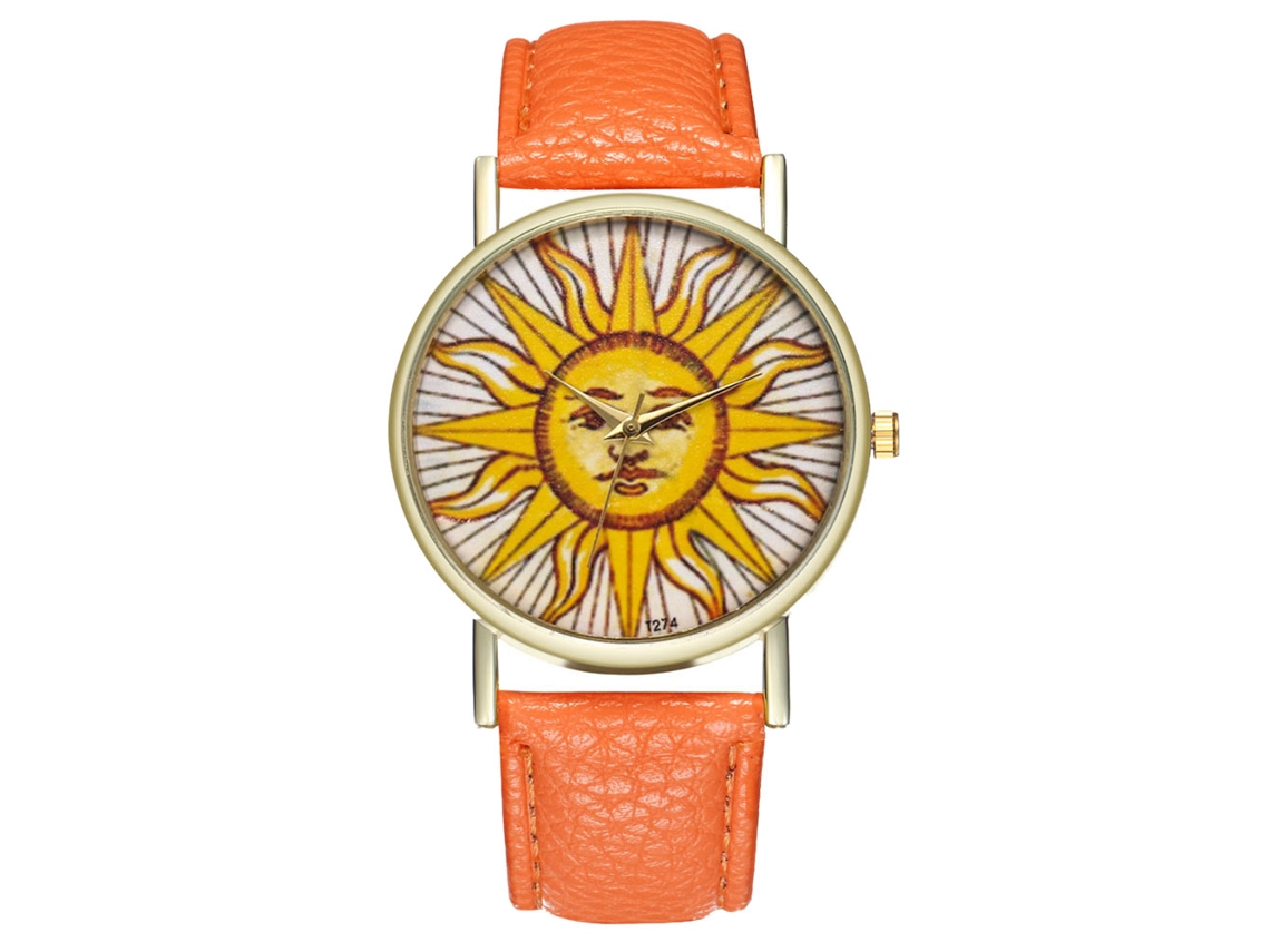 Reloj Analógico De Cuarzo Zhoulianfa Con Correa De Pu Para Mujer Y Hombre (naranja)