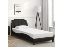 Estructura De Cama Sin Colchón Cuero Sintético Negro 80x200 Cm