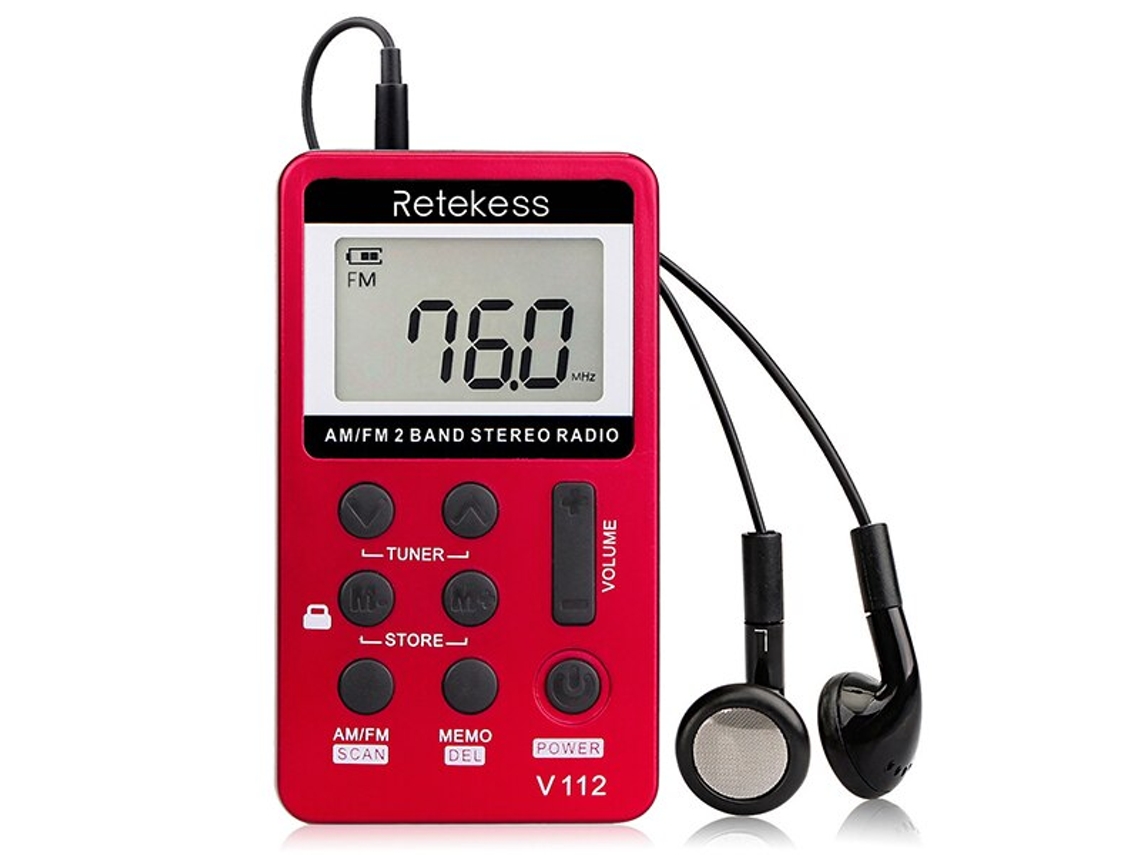 Mini radio AM/FM portátil recargable con temporizador de apagado y conector para auriculares, ideal para senderismo. Viewleaf