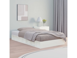 Estructura De Cama Doble De Madera Maciza Blanco 135x190 Cm