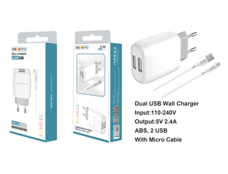 Cargador Usb 2.0 De Doble Entrada MODORWY Ma1110 (Blanco)
