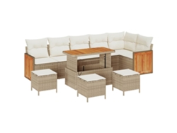Maison Exclusive - Juego de sofás de jardín de mimbre beige y crema de 12 piezas