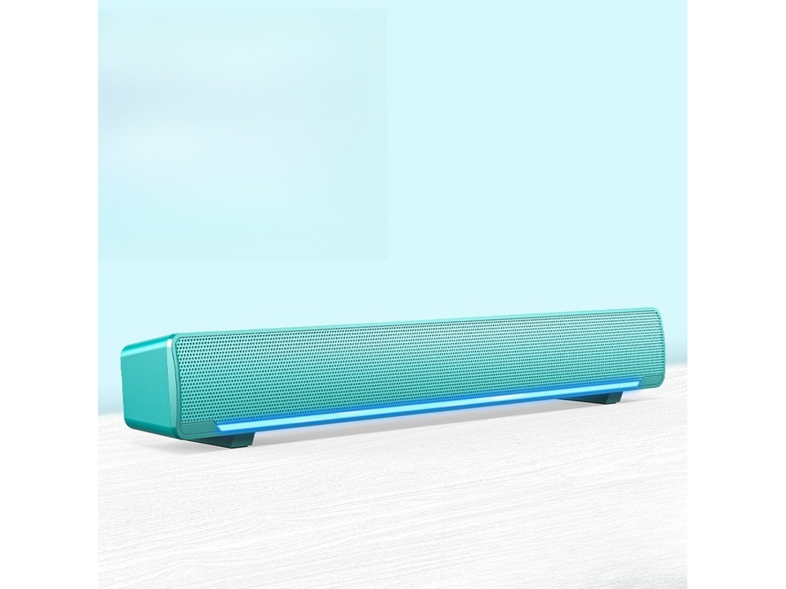 Barra de sonido HEXINYIGJLY con USB de 3,5 mm, graves, altavoz estéreo con luz LED, para ordenador y portátil, verde