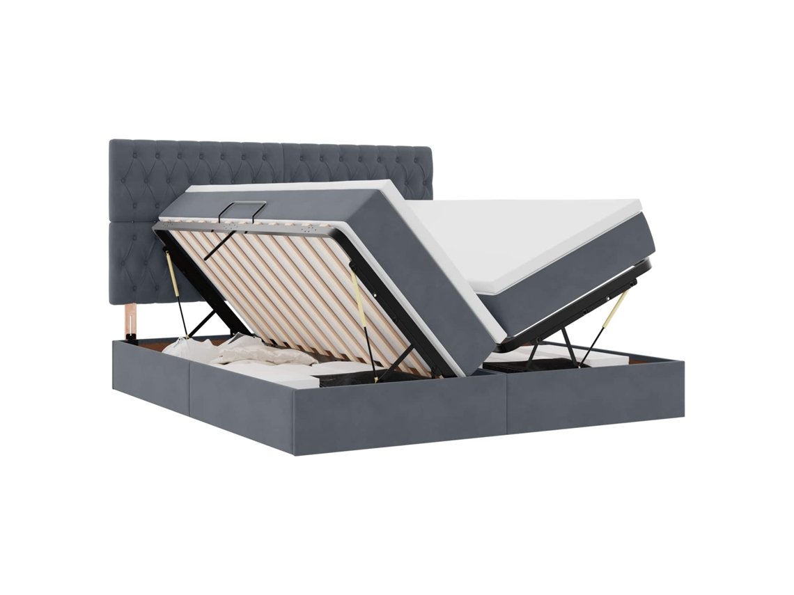 Maison Exclusive - Cama De Almacenamiento Led Con Colchón Gris Oscuro 180 X 200 Cm