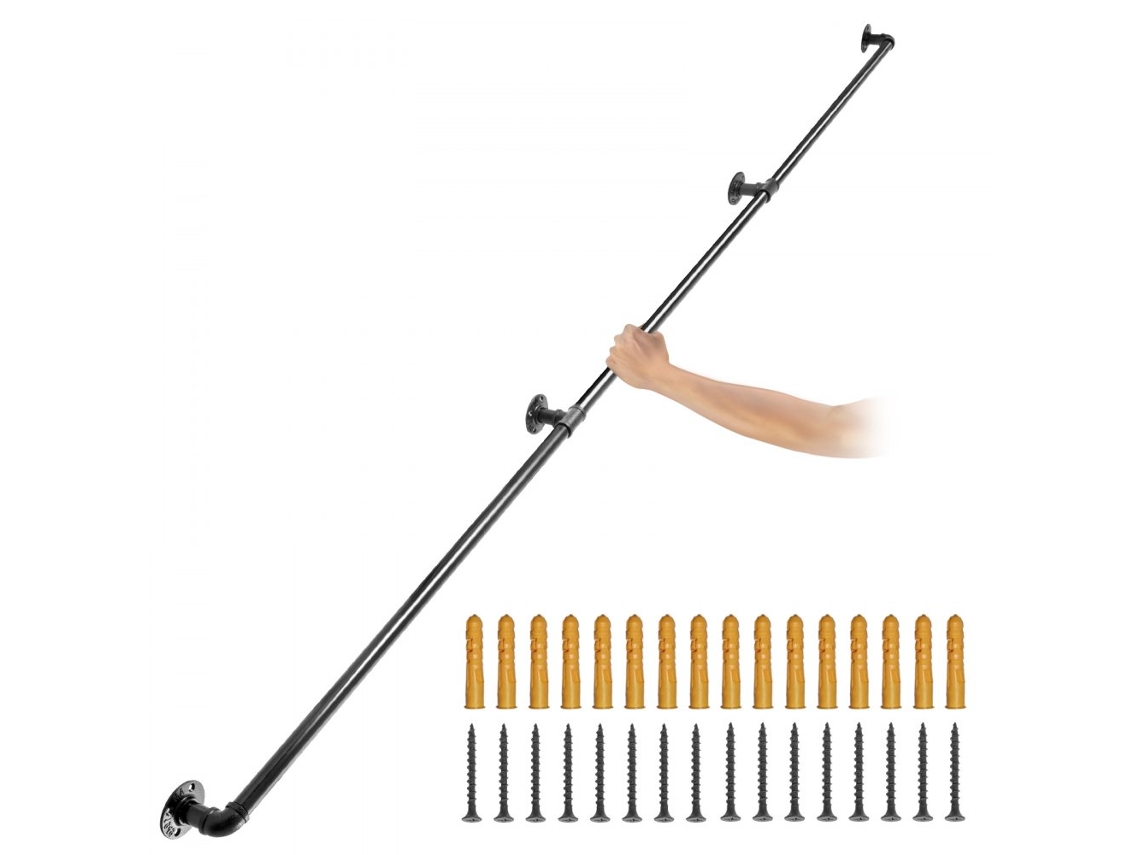 Pasamanos Industrial de Acero al Carbono Negro de 240 cm con Capacidad de 200 kg Tekmaquinas