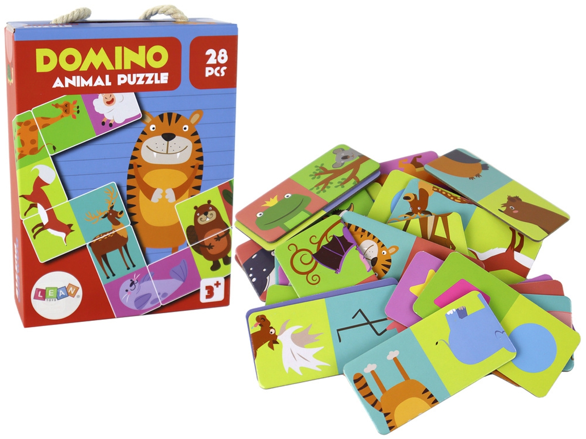 Dominó de doble cara, juego de lógica, rompecabezas de animales, 10 cm x 5 cm, 28 piezas. B. activo