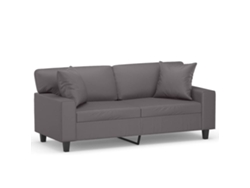 Maison Exclusive - Sofá De 2 Plazas Con Cojines Cuero Sintético Gris 140 Cm