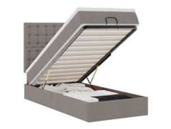 Maison Exclusive - Cama Otomana Con Colchón Y Luces Led Tela Gris Taupé 90x200 Cm