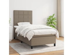 Cama Box Spring Con Colchón Tela Gris Taupe 90x200 Cm