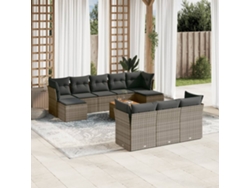 Conjunto de sofá de jardín de 11 piezas con cojines, ratán gris, DKD Home Decor