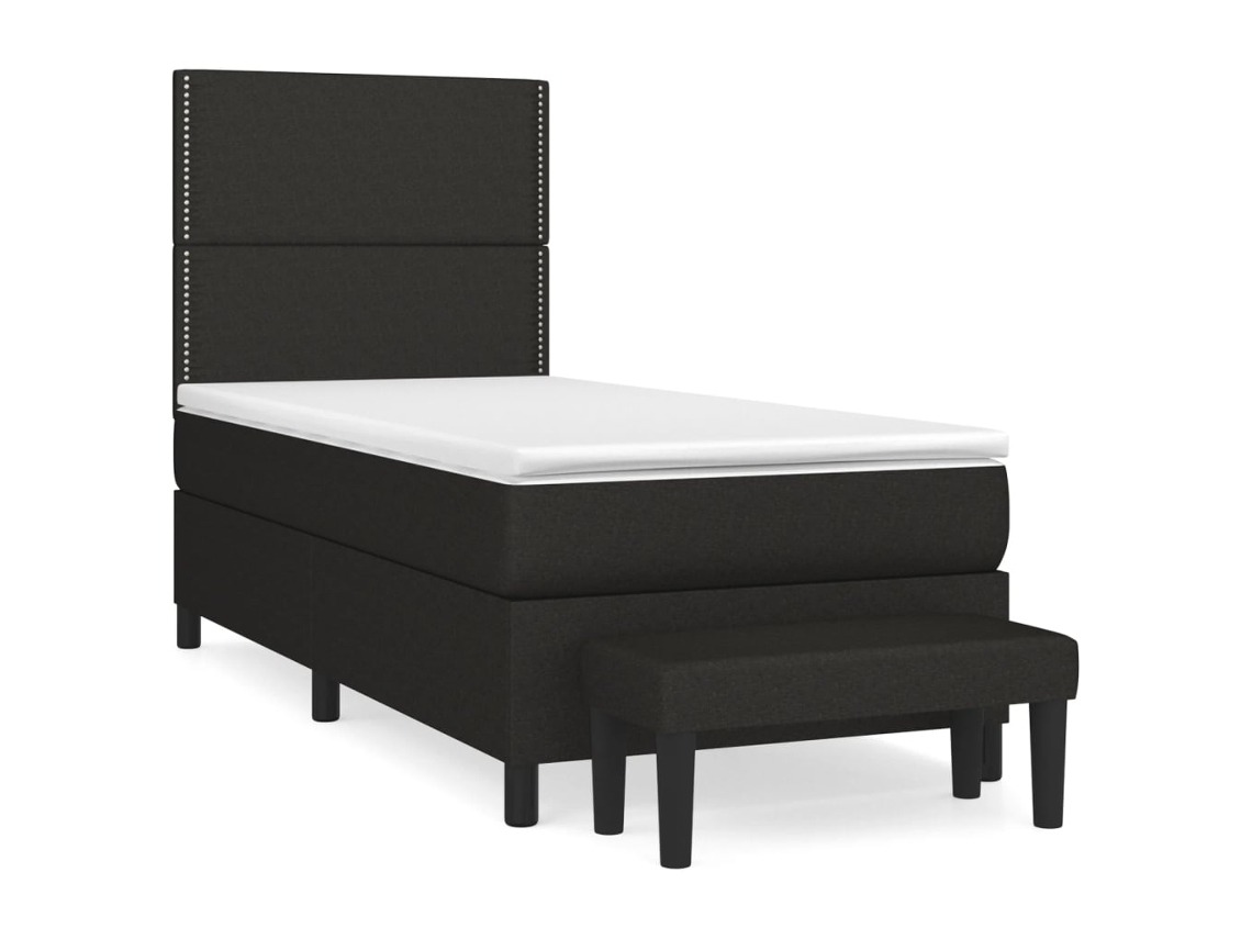 Maison Exclusive - Cama Box Spring Con Colchón Tela Negro 80x200 Cm