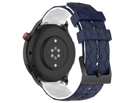 Correa de Silicona patrón de fútbol bicolor 22mm para Huami Amazfit GTR 4 46mm - azul medianoche/blanco