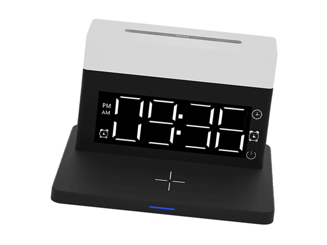 Reloj Despertador Inalámbrico Multifuncional 6 En 1 De 15 W Con Cargador Para Ios Y Huawei (negro)