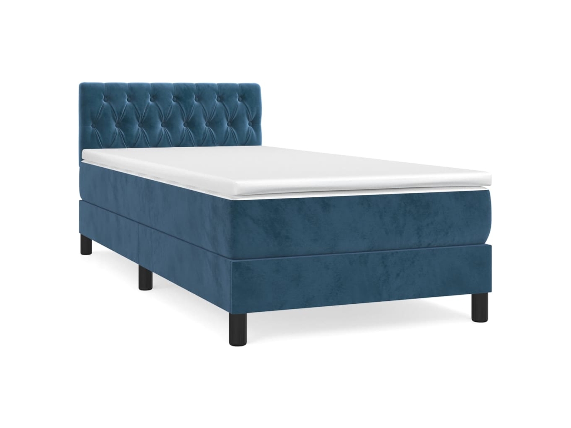 Maison Exclusive - Cama Box Spring Con Colchón Terciopelo Azul Oscuro 90x190 Cm