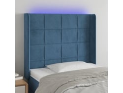 Cabecero Con Led De Terciopelo Azul Oscuro 83x16x118/128 Cm