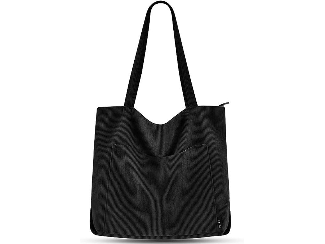 Bolso Tote Grande De Terciopelo Para Mujer Con Cierre De Cremallera Y Bolsillos, Ideal Para La Escuela, El Trabajo, Los Viajes Y Las Compras.