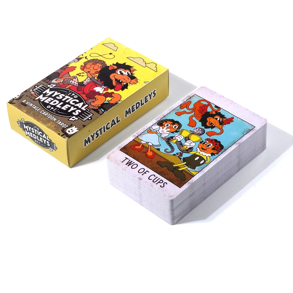 Remix Misterioso: Um Jogo De Adivinhação Com Cartas De Tarô Em Estilo Desenho Animado Retrô