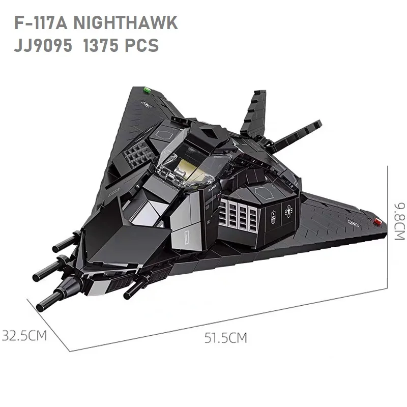 (jj9095) Bloques De Construcción De 1375 Piezas Del Avión De Combate Militar De La Segunda Guerra Mundial F-117a Nighthawk