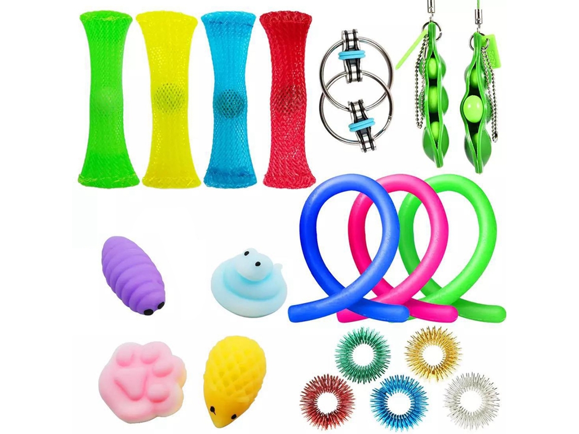 Ats-set De Juguetes Sensoriales Antiestrés Con 19 Piezas: Mallas Con Canicas, Cuerdas Elásticas Para Niños Y Adultos