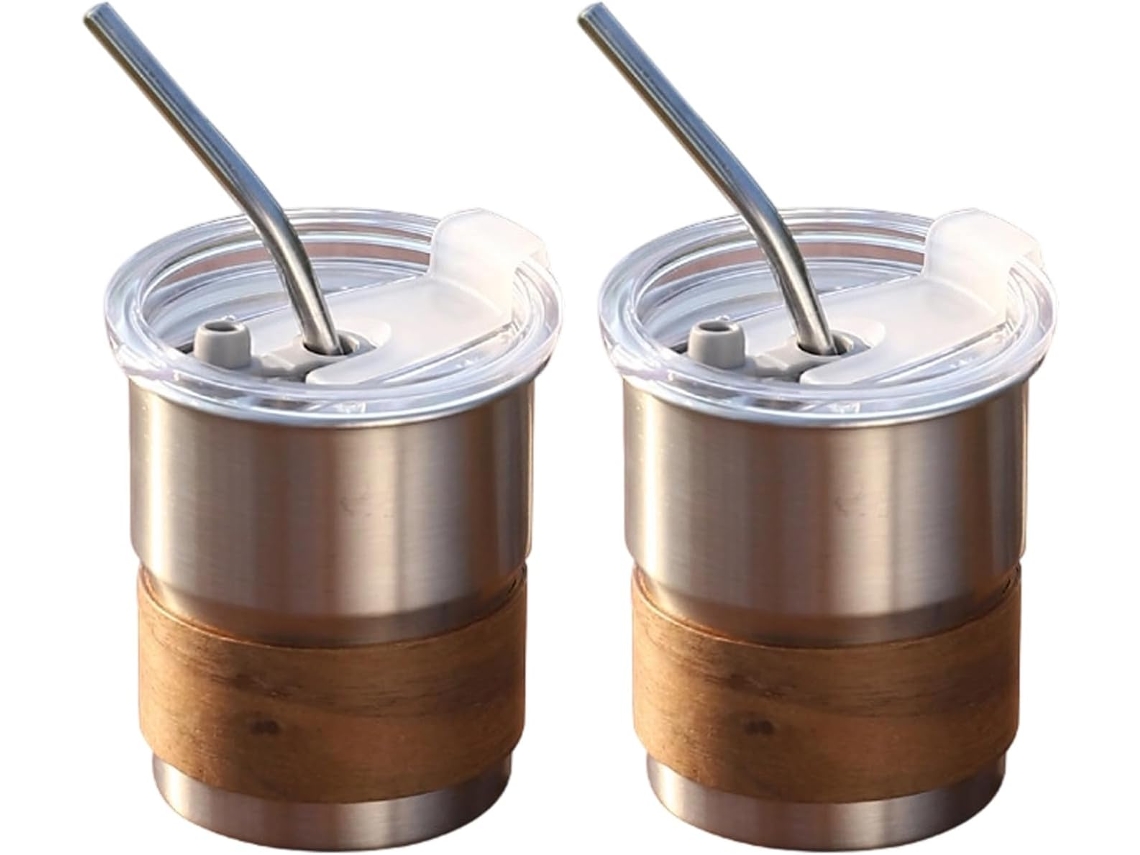 Juego 2 Vasos Café Acero Inoxidable 304 Doble Pared, Aislantes Resistentes Corrosión, Para Bebidas