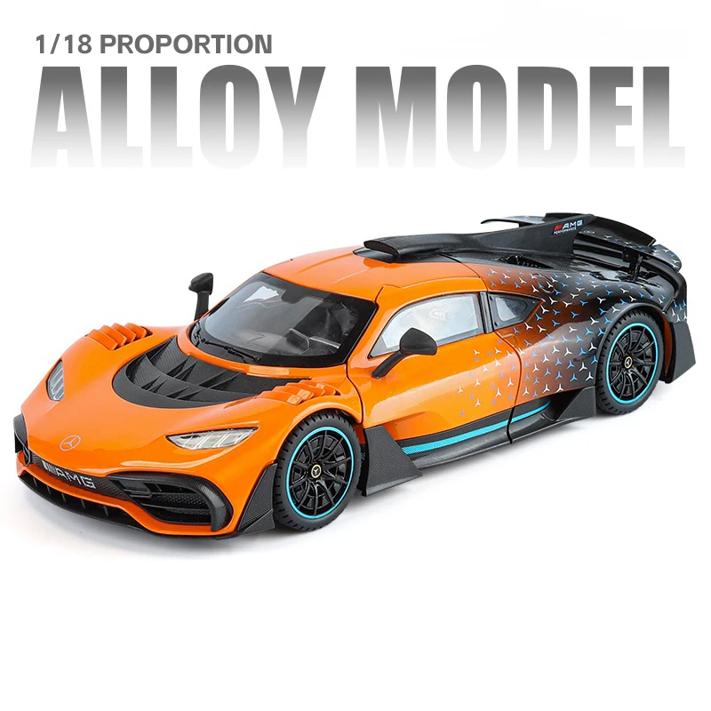 (naranja) Coche De Juguete Modelo Supercar De Aleación A Escala 1:18, Fundido A Presión Con Sonido Y Luz.