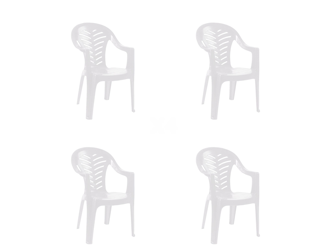 GARBAR PALMA Set 4 Silla Con Brazos Interior Exterior Blanco