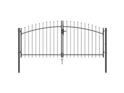 Puerta doble con sistema de cierre, gris, MAISON EXCLUSIVE, acero, 299,5 x 199,5 cm