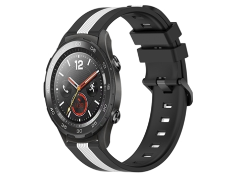 Correa de reloj inteligente para Huawei Watch 2 Correa de reloj de silicona vertical bicolor de 20 mm (negro + blanco)