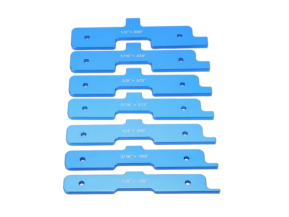 Juego De 7 Bloques De Medición De Aluminio Con Escala Clara Para Carpintería - Azul