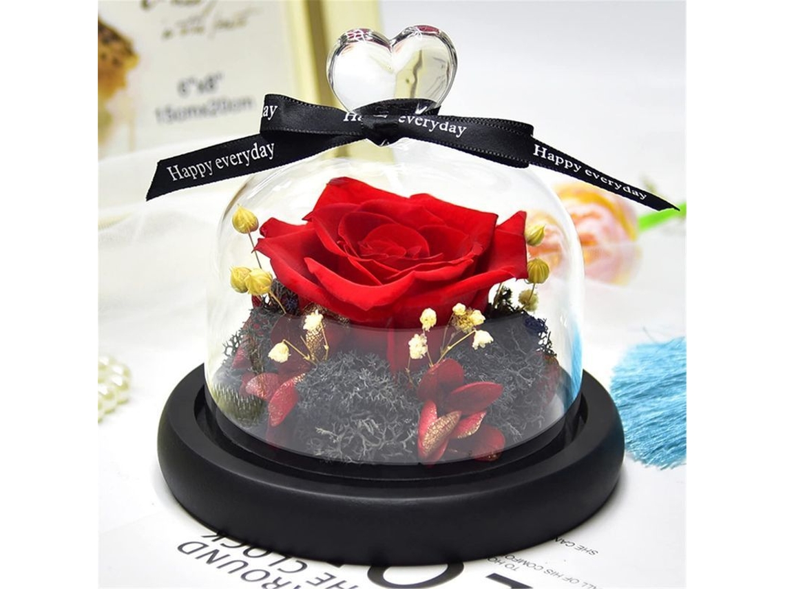 Rosa Eterna En Cristal, Rosa Preservada Con Diseño De Corazón, Flores Artificiales