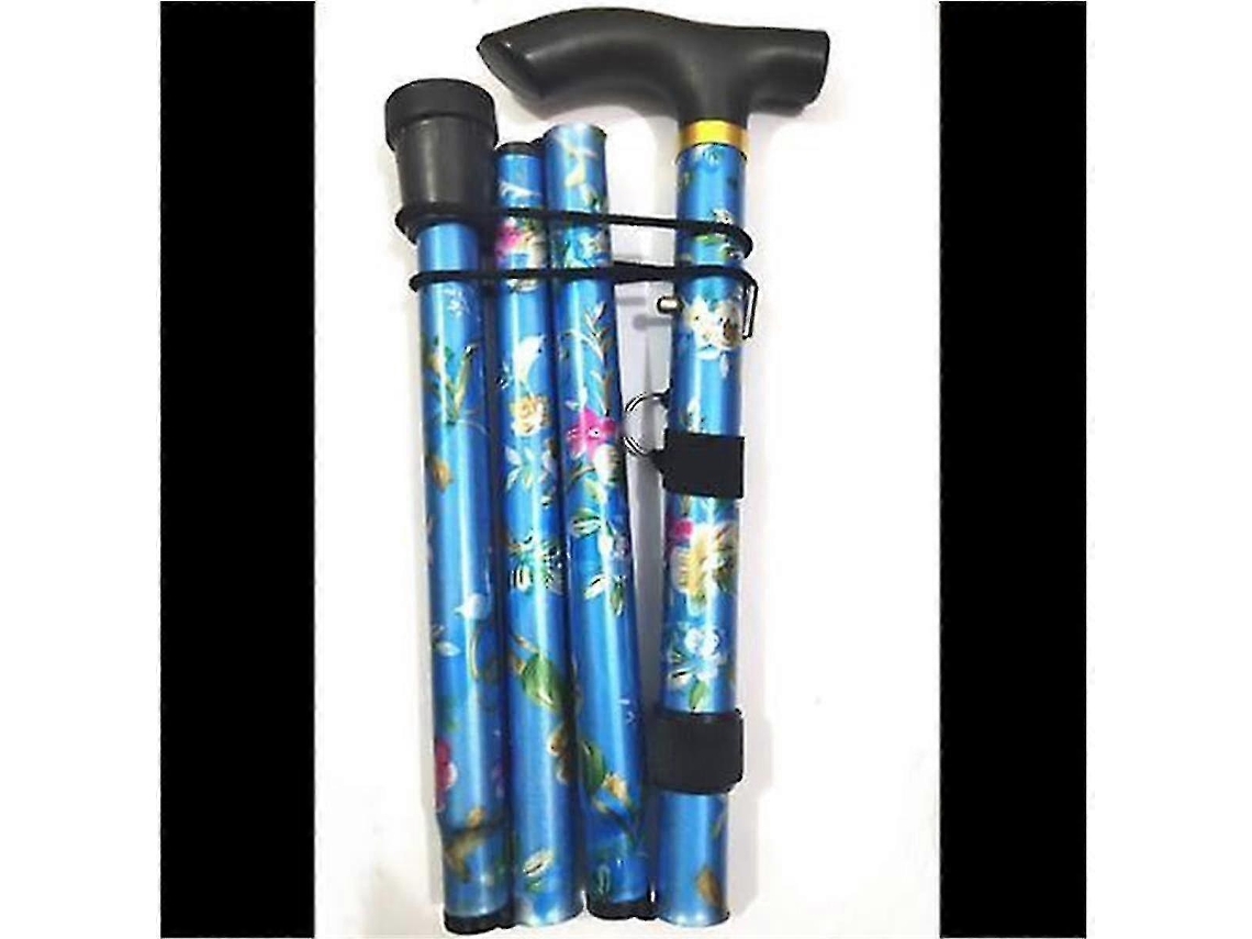 Bastón plegable ajustable de aluminio con estampado floral, ideal para senderismo y acampada. Ayuda de movilidad duradera.