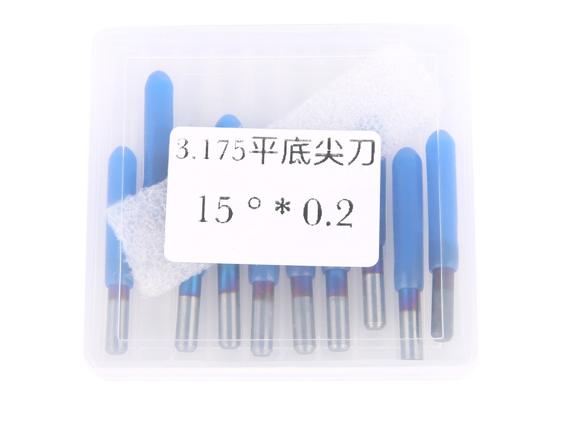 10 Piezas De Herramienta De Grabado Cnc De 3,175 Pulgadas, Acero De Tungsteno Con Revestimiento Azul (15° * 0,3)
