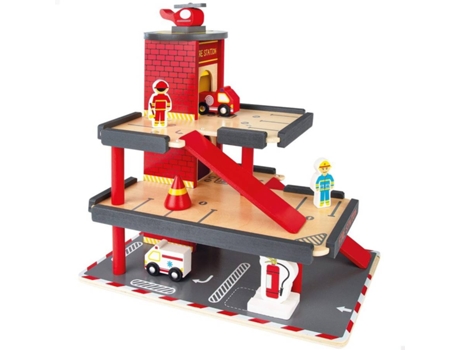 Juguete de Madera WOOMAX Parque de bomberos (Edad Mínima: 3 años - 34 x 21 x 32 cm)
