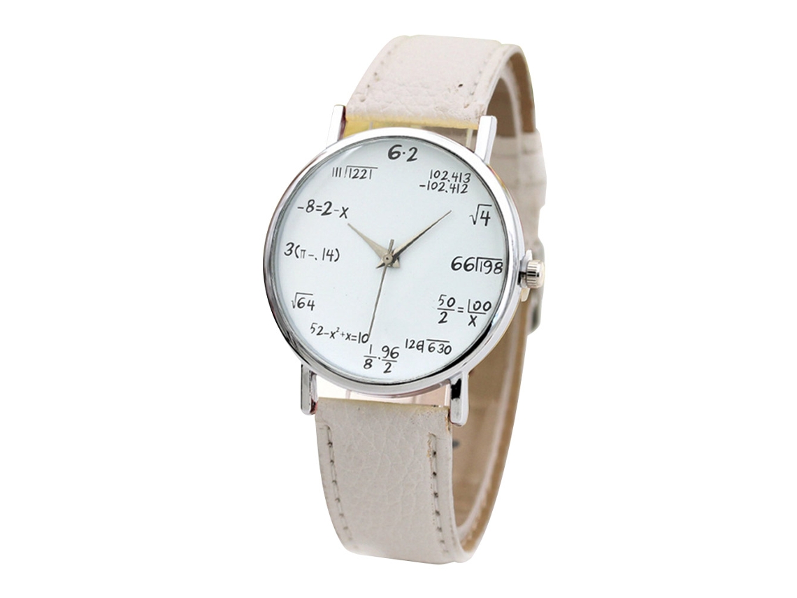 Reloj De Pulsera De Cuarzo Sencillo Para Mujer Con Correa De Piel Sintética Blanca.