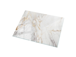 Cristal para espejo de mesa rectangular (120x80 cm - Mármol elegante con vetas - Blanco)