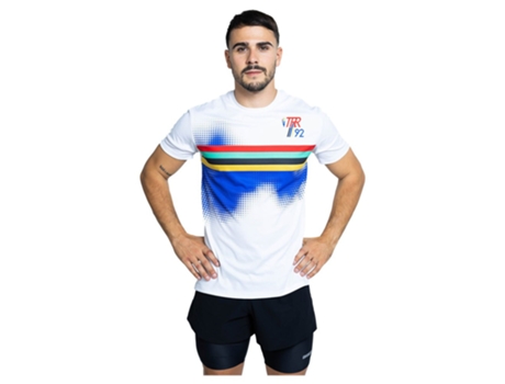 Camiseta de Hombre para Running THE RUNNING REPUBLIC Barcelona Blanco (XL)