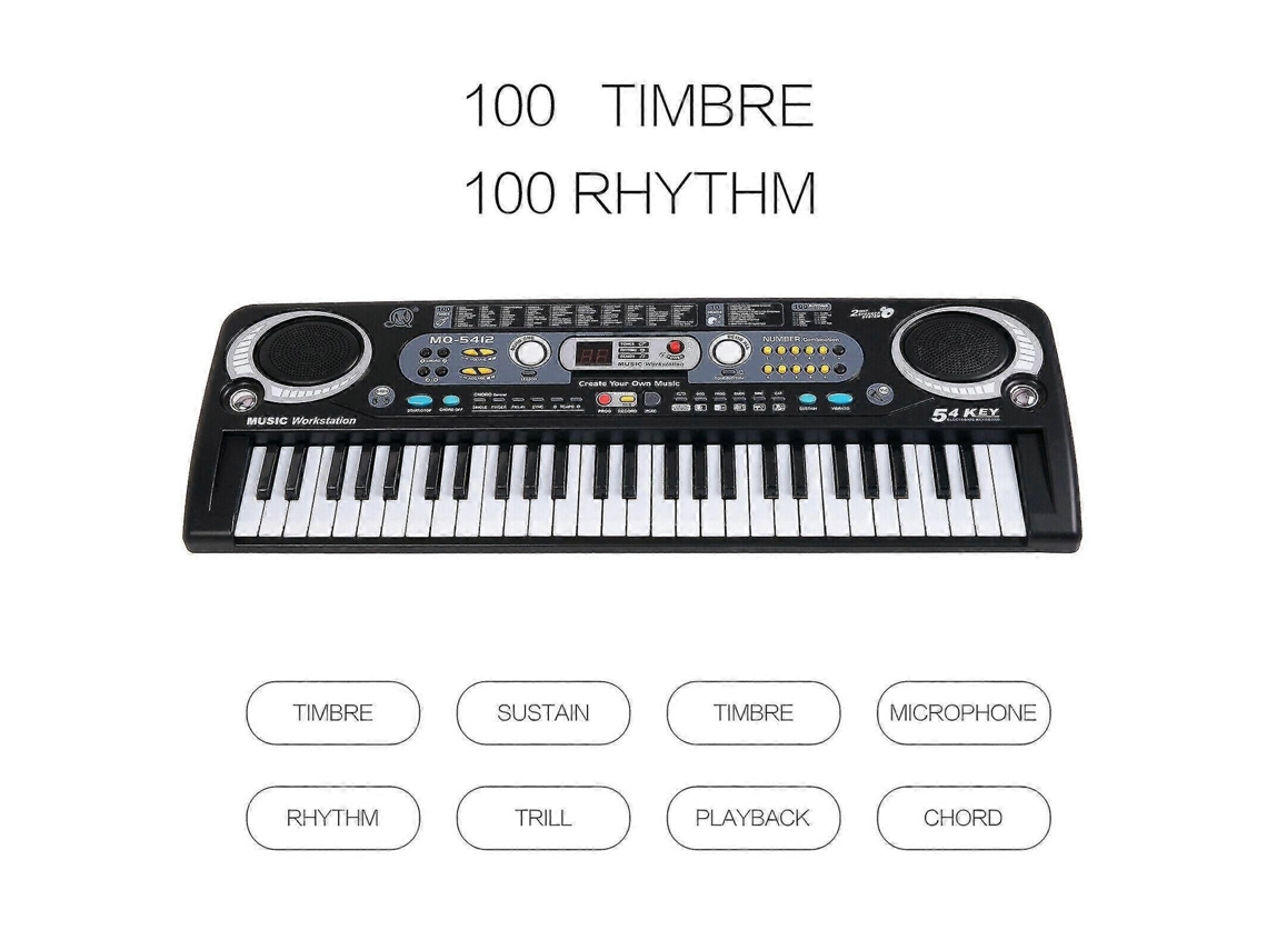 Teclado electrónico musical digital USB de 54 teclas, teclado de piano eléctrico para niños Everley891