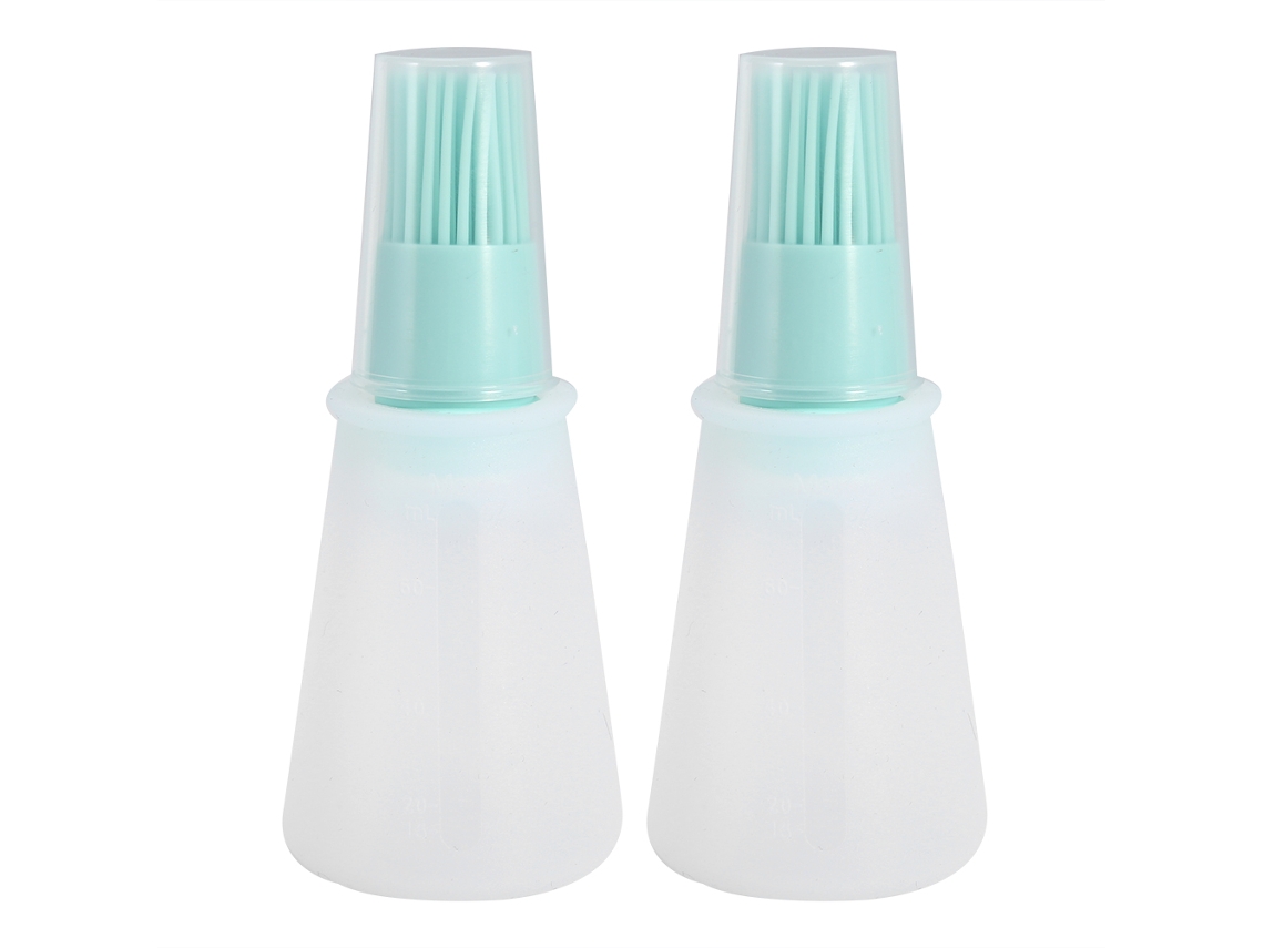 2 cepillos de silicona para botellas de aceite de barbacoa para cocina, color verde