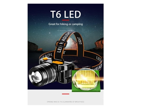 Linterna frontal LED YIZHOOD Lantern-0158 Zoom Caza Sensor de movimiento ultra brillante Linterna frontal de 3 modos (Negro) YIZHOOD