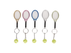 2026rebe-5 Piezas Llavero de raqueta de tenis Mini pelota Collar Anillo Oro Plata Rosa Azul Bronce Regalo para amantes del deporte