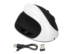 Ratón Vertical Ergonómico Inalámbrico Recargable Para Zurdos Con Dpi Ajustable Y Adaptador Usb - Negro Y Blanco
