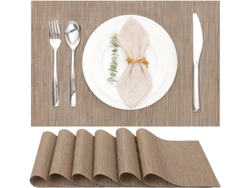 Conjunto De Toalhas De Mesa Laváveis Estilo Americano (6 Peças) - Tecido - Anti-deslizante, Resistente Ao Calor - 30x43,5 Cm (marrão)