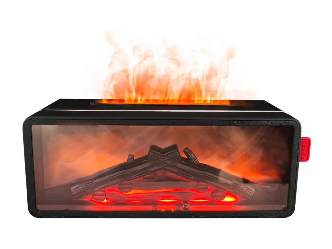 Humidificador de aromaterapia con simulación de llama de chimenea en 3D, control remoto para uso doméstico, luz ambiental y difusor retro. Mdug
