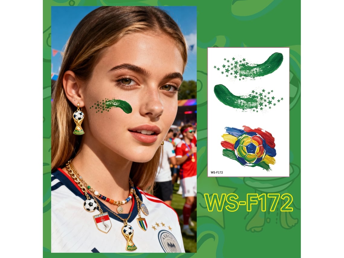 Tatuajes Temporales De Fútbol, Paquete De 10 Unidades, Resistentes Al Agua, Ideales Para Aficionados Y Eventos Deportivos, Ergonómicos, Para